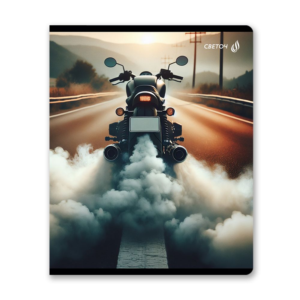 Тетрадь ученическая общая, глянцевая ламинация A5 48 л. на скобе 65 г/м², белизна 100% 10 шт клетка, 01505 Это кто на мотоцикле?, Светоч Т71