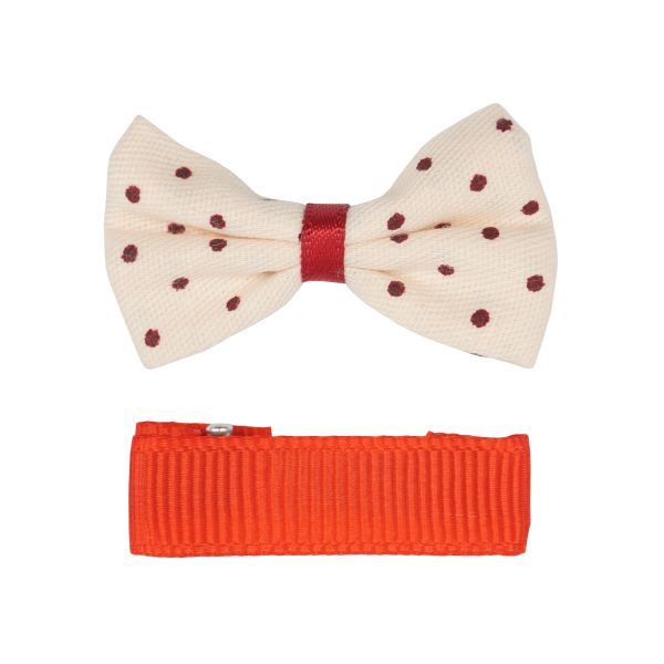Набор Б-002 мини бантик+заколка 35мм/35мм (бежевый/красный) 29353