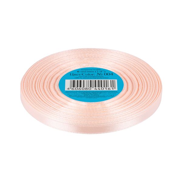 Лента атласная 1-сторонняя 6.0 мм / 33±2 метра, 004 бл.розовый, Gamma