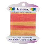 Лента (тесьма) шелковая 13.0 мм / 9.1±0.5 метров, M127 желтый/коралловый, Gamma SRM-13