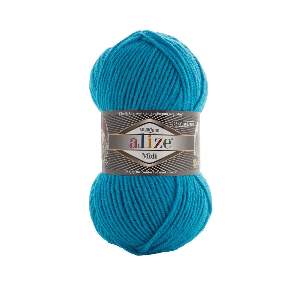 Пряжа Alize (Ализе) Superlana Midi / уп.5 мот. по 100 г, 170м, 484 бирюзовый A