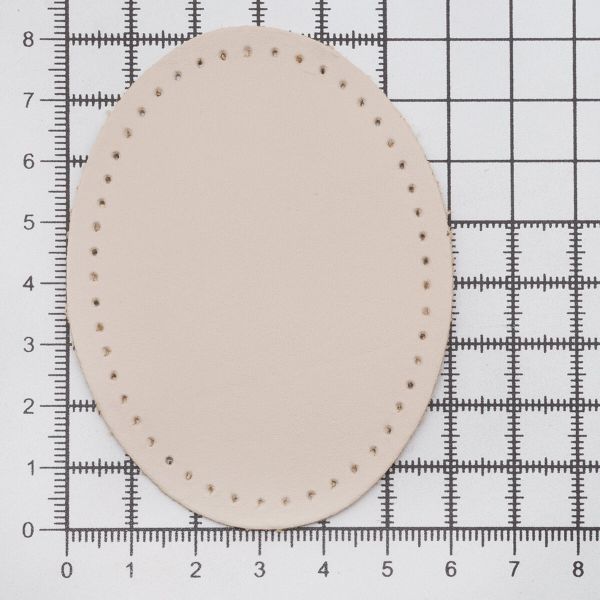 Заплатки пришивные из кожи, овал 6х8,2см с перфорацией, 2 шт, 100% кожа, 06 бежевый, 9114