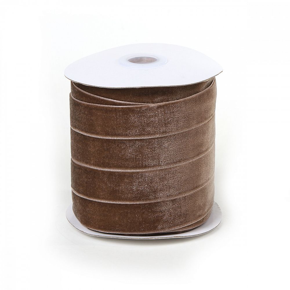 Лента бархатная (тесьма) 20.0 мм / 22.86±1 метров, арт.20VRS296 нейлон цв.кофейный