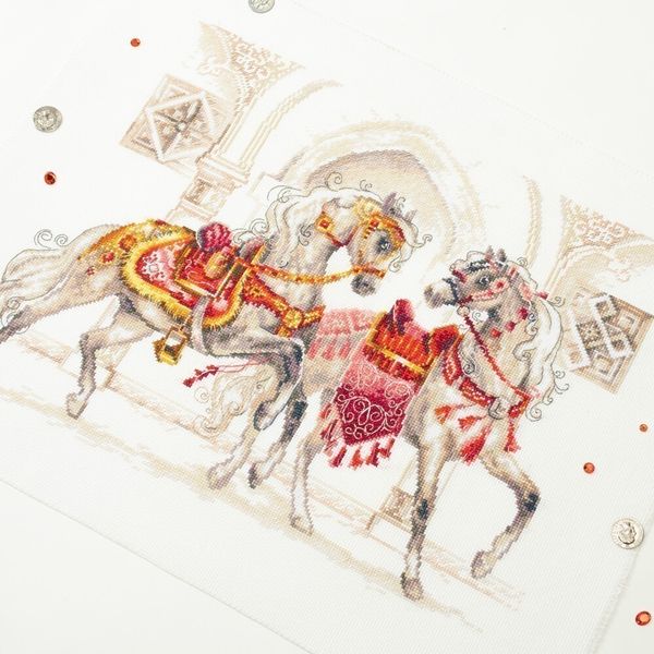 Набор для вышивания нитками Чудесная игла, Королевские скакуны 40х30 см