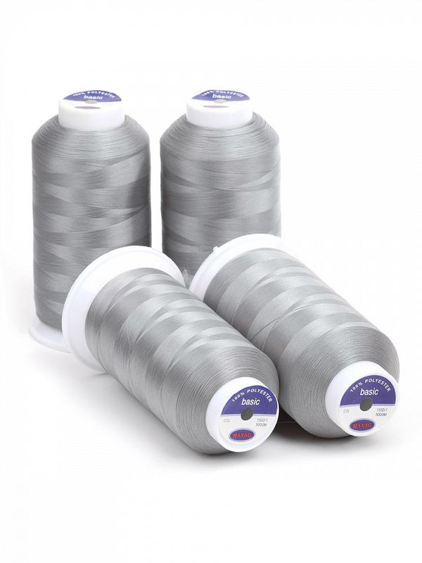 Нитки швейные текстурированные Max, 150D/1, 5000 м, 90г, 223 св.серый, 4 катушки