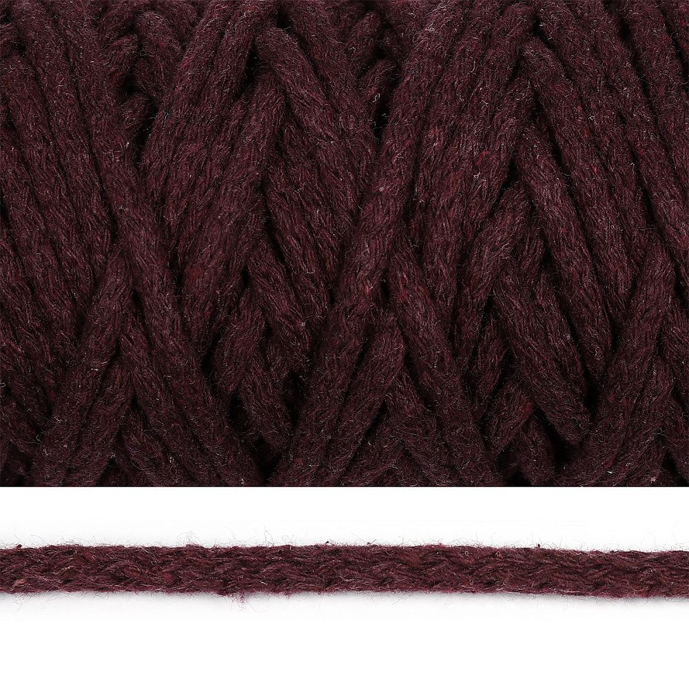 Шнур круглый х/б ⌀6.0 мм / 50 метров, 043Т бордовый
