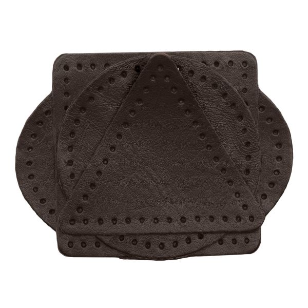 Набор заплаток пришивных из кожи, круг, квадрат, треугольник, овал 6см, с перфорацией, 4 шт (03 темно-коричневый), 9723