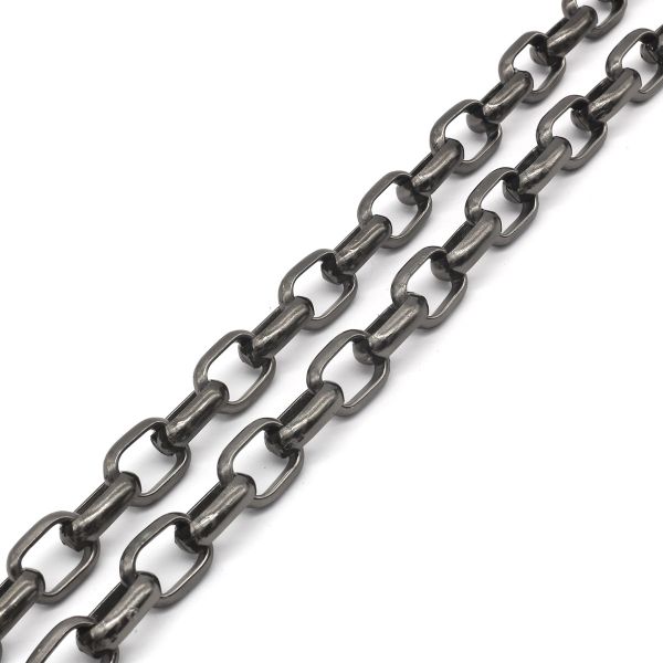 Цепь алюминиевая 12,4 мм, 10,1 мм, боб(10 м) (чер.никель) K11349