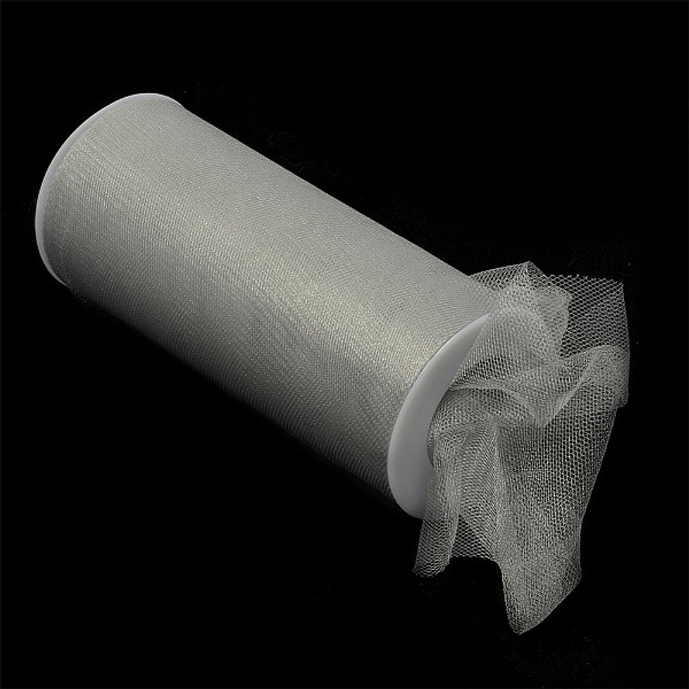 Фатин на шпульке средней жесткости блестящий 150 мм / 22.86 метра, TBY.MSS.170.18, цв.18 серый