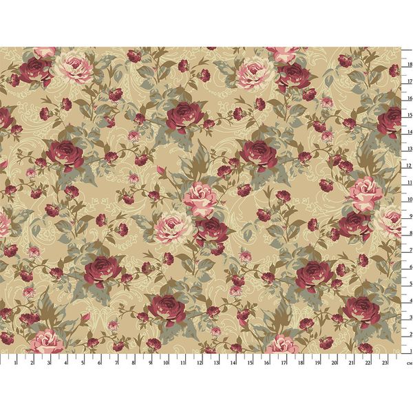 Ткань для пэчворка Peppy Викторианские розы, отрез 50х55 см, 146 г/м², ВР-29 зеленый, Peppy