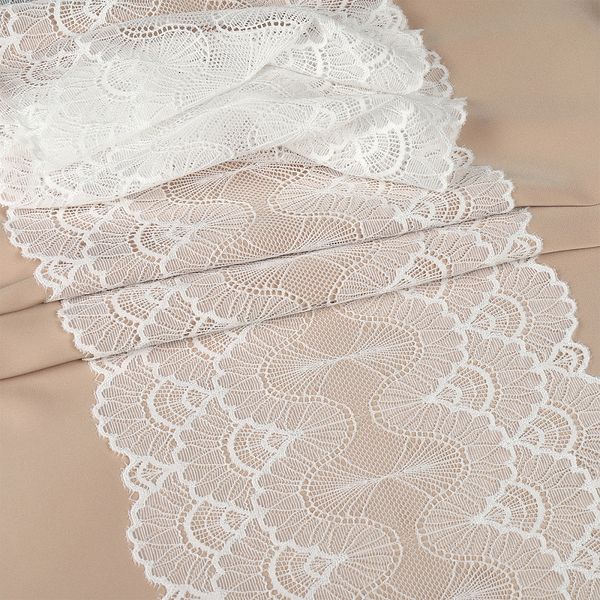 Кружево бельевое эластичное 195 мм / 10 м, цв.01 белый, Kruzhevo