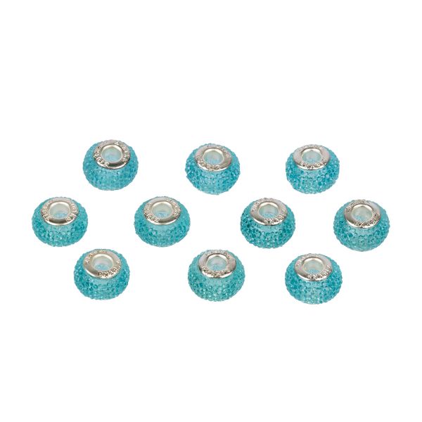Бусины шармы ⌀14 мм, 10 шт, смола, №04 голубой, Zlatka RFB-14
