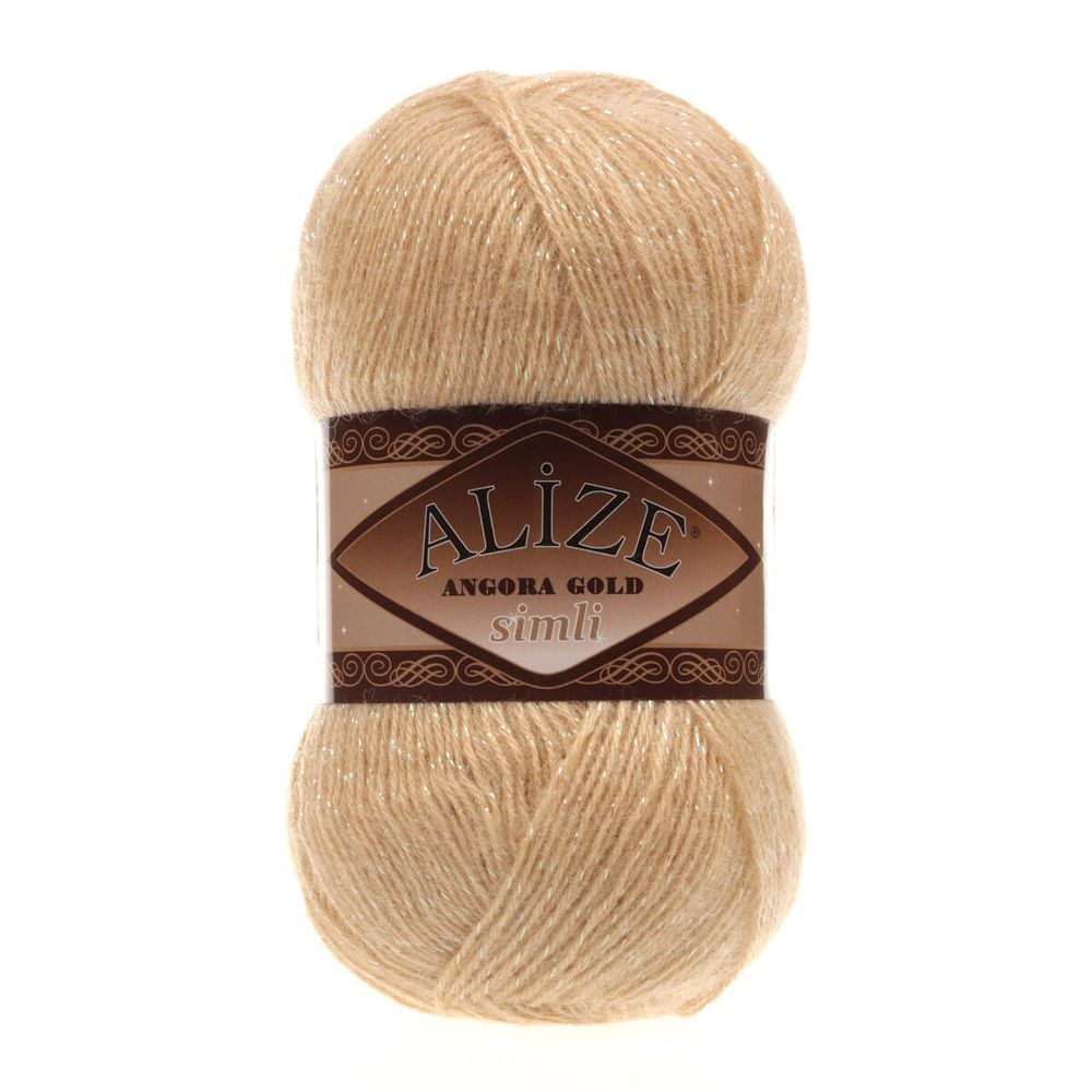 Пряжа Alize (Ализе) Angora Gold Simli / уп.5 мот. по 100 г, 500м, 095 светло-бежевый A
