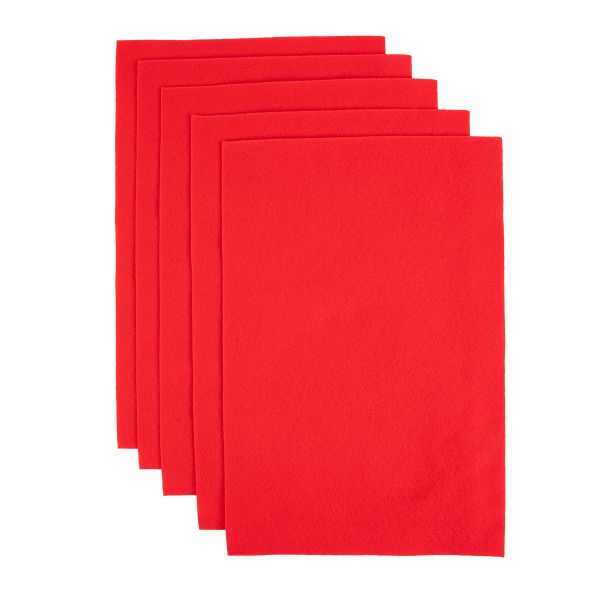 Фетр листовой 1 мм, 20х30 см, 5 шт, CH601 красный, Blitz FKC10-20/30
