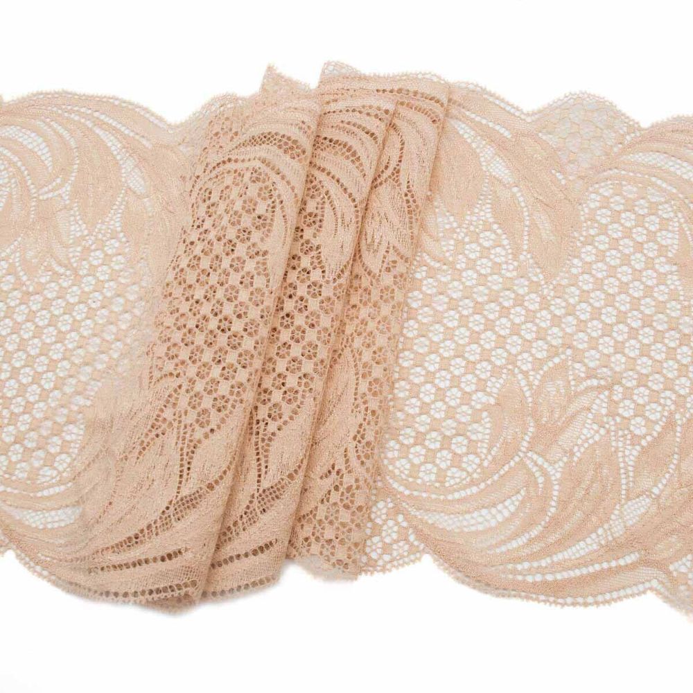 Кружево бельевое эластичное 210 мм / 10 м, 7735066 бежевый