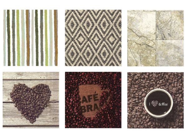 Салфетки для декупажа ассорти №61, 6 шт, Аромат кофе, Love2art SDS №61