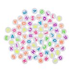 Бусины пластик 4х7 мм, 1000 шт (10х100 шт), №01 цветные/белые английский алфавит, Hobbius ABFD