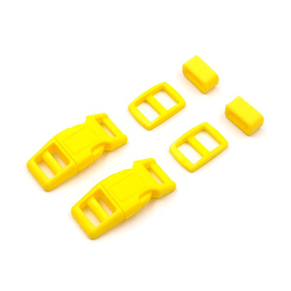 Фастекс (пряжка трезубец), рамка и рамка-регулятор 10мм, пластик, (2 компл.) Hobby&Pro, желтый, A03001037-10