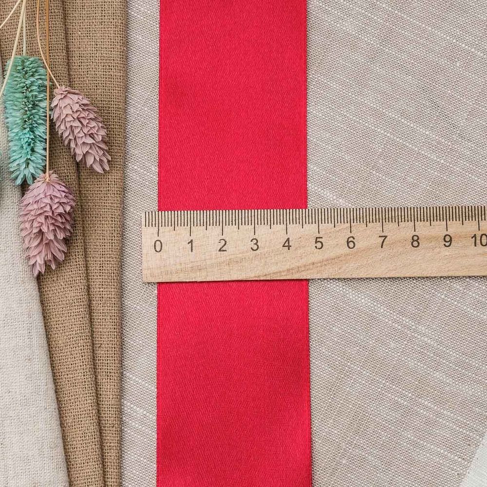 Лента атласная 1-сторонняя 50.0 мм / 22.86±1 метров, 027 ярко-красный, Globus