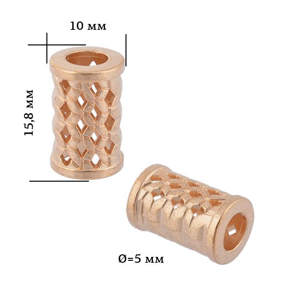 Наконечник для шнура металл 10х15,8 мм, отв.5 мм, цв. золото, уп. 50 шт