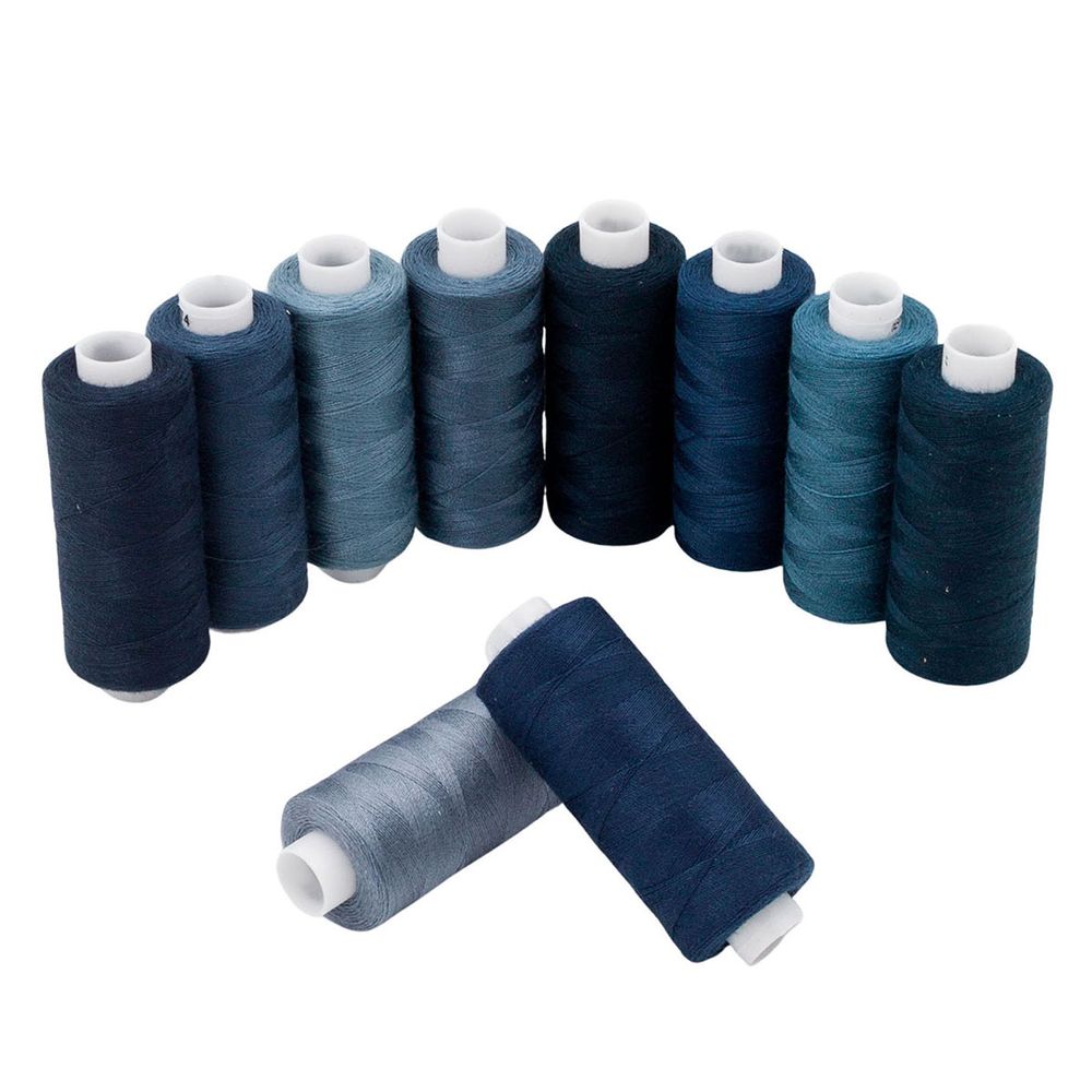 Швейные нитки (набор) 50/2 Темный джинс, 365 м (400 ярд), 10 кат., Bestex