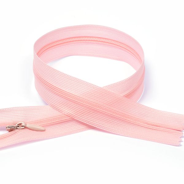 Молния потайная (скрытая) Т3 (3 мм) 1 зам., н/раз., 20 см, цв.F136 розовый уп.50 шт