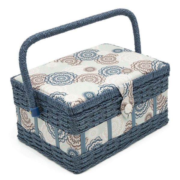 Шкатулка средняя 26х19х14.5 см, Красно-синие цветы, LY1632L-PVC-Tray