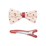 Набор Б-002 мини бантик+заколка 35мм/35мм (бежевый/красный) 29353