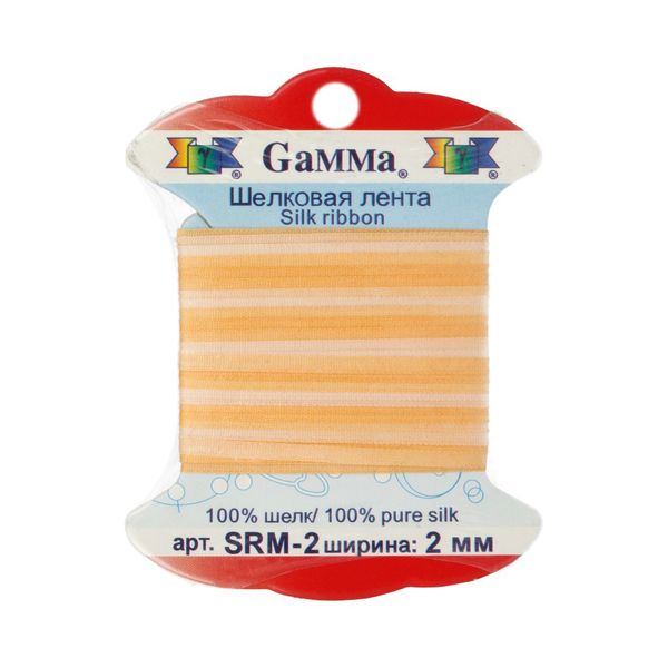 Лента (тесьма) шелковая 2.0 мм / 9.1±0.5 метров, M036 св. оранжевый/оранжевый, Gamma SRM-2