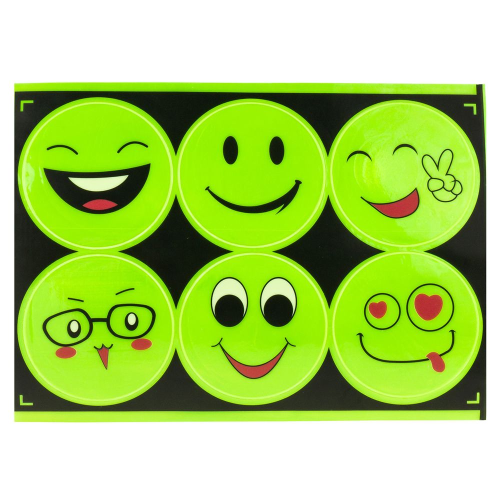Светоотражающая наклейка смайлы ⌀6.5 см, салатовый