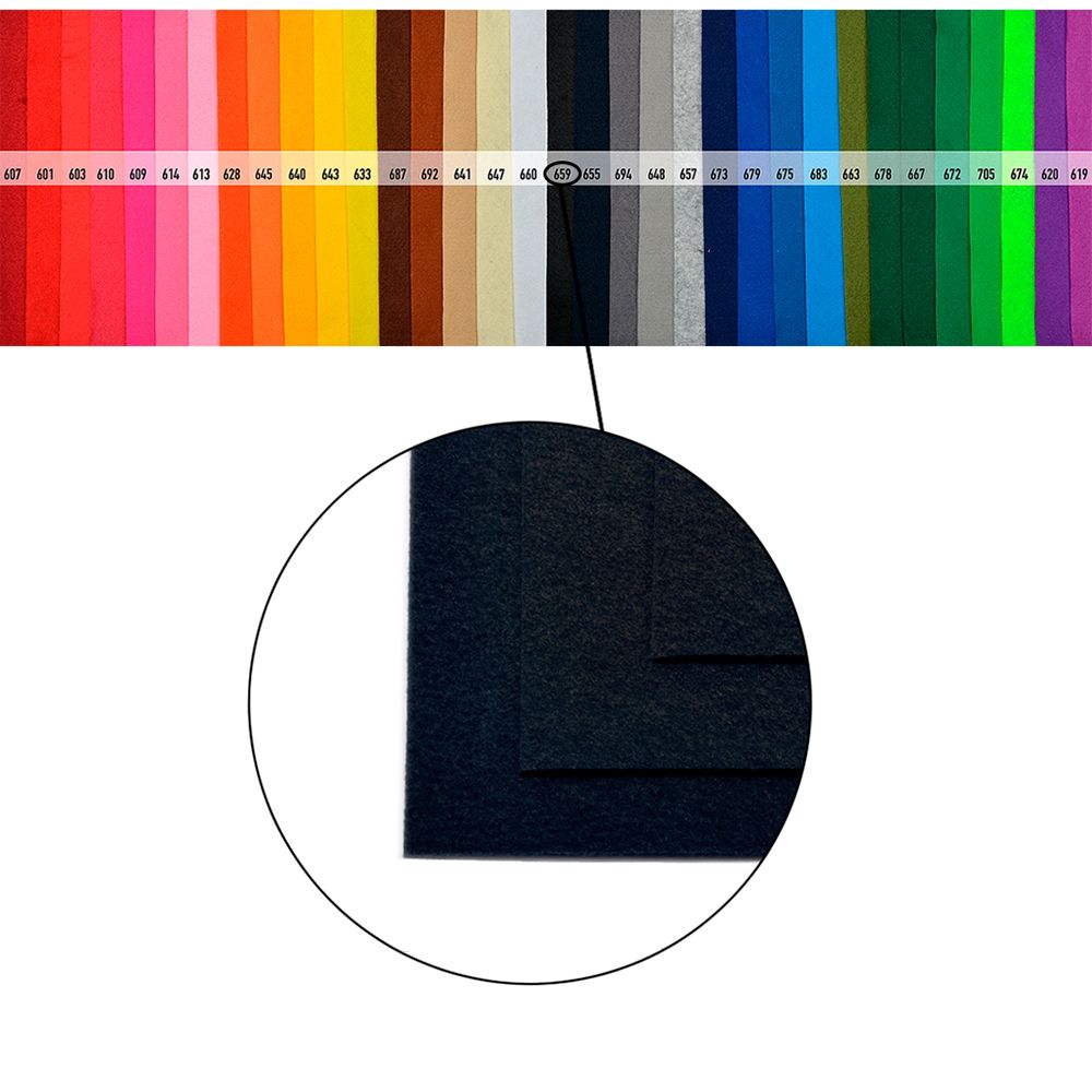 Фетр листовой жесткий 1.0 мм, 20х30 см, 10 шт, цв. 659 черный