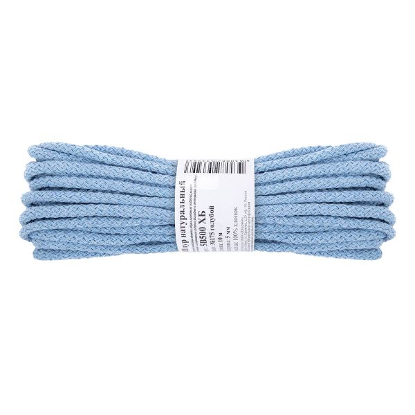 Шнур круглый х/б ⌀5.0 мм, 10 м, 175 голубой, Gamma 5В500 ХБ