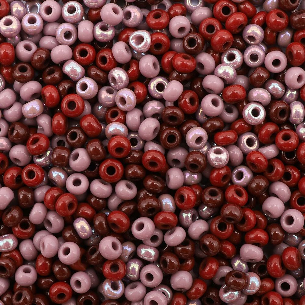 Набор бисера Preciosa 10/0 (2.3 мм), 20 г, 4 цвета, ассорти №9, пыльно-сиреневый/терракотовый