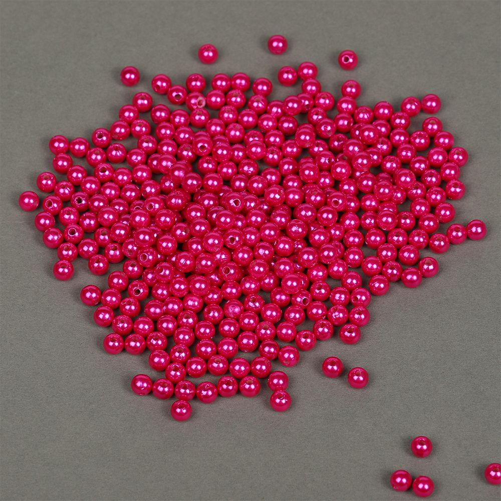 Бусины пластик (перламутр) ⌀6 мм, цв.014 малина, уп.500г (4838 шт), Magic4Hobby