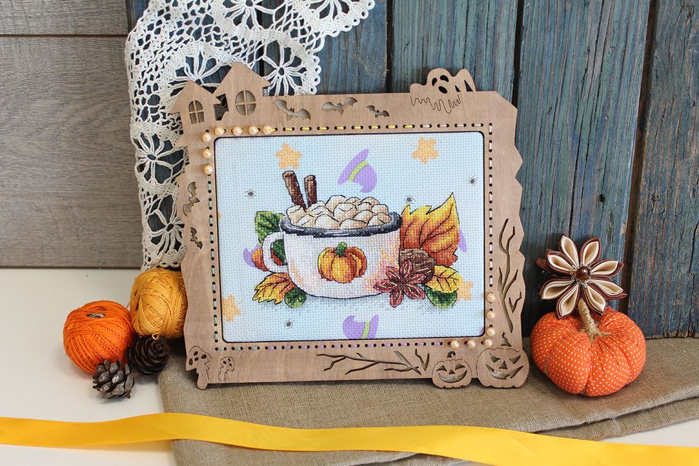 Набор для вышивания нитками МП Студия (Жар-птица), Тыквенный латте 11х15 см