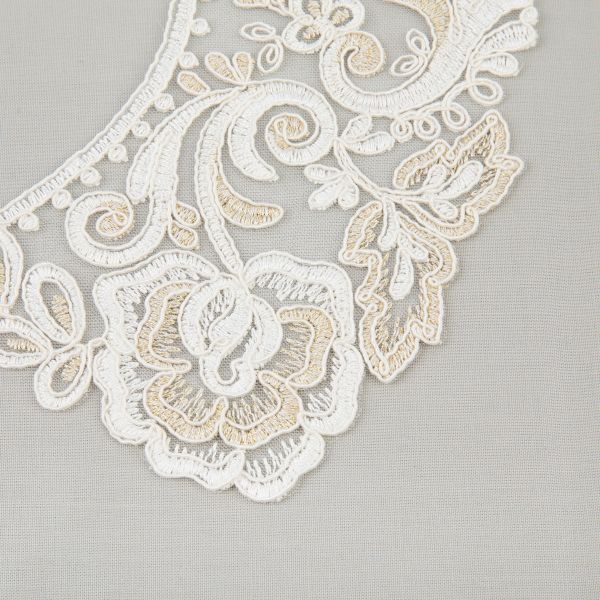 Пришивной кружевной воротник 100 мм, на сетке, 5 пар, Турция, кремовый/под золото, Gamma VKRM-27-03