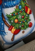 Набор для вышивания нитками Panna, подушка Снеговик, 34х45,5 см