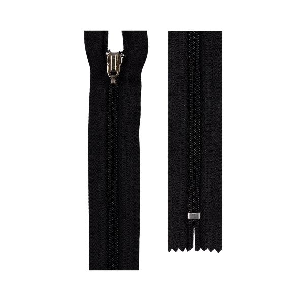 Молния спираль (витая) Т5 (5 мм) 1 зам., н/раз., 18 см, с крючком, 002 черный, G105D Gamma, 10 шт