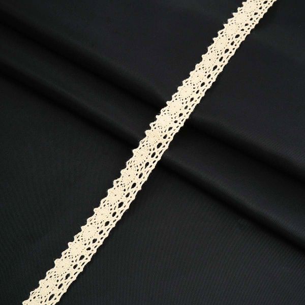 Кружево вязаное (тесьма) 18 мм / 13.72 метра, лён, молочный, J-35