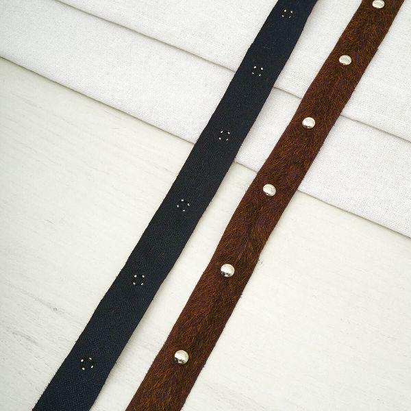 Тесьма лампасная 25.0 мм / 9.14 метра, меховая с металл. кнопками, коричневый, D100