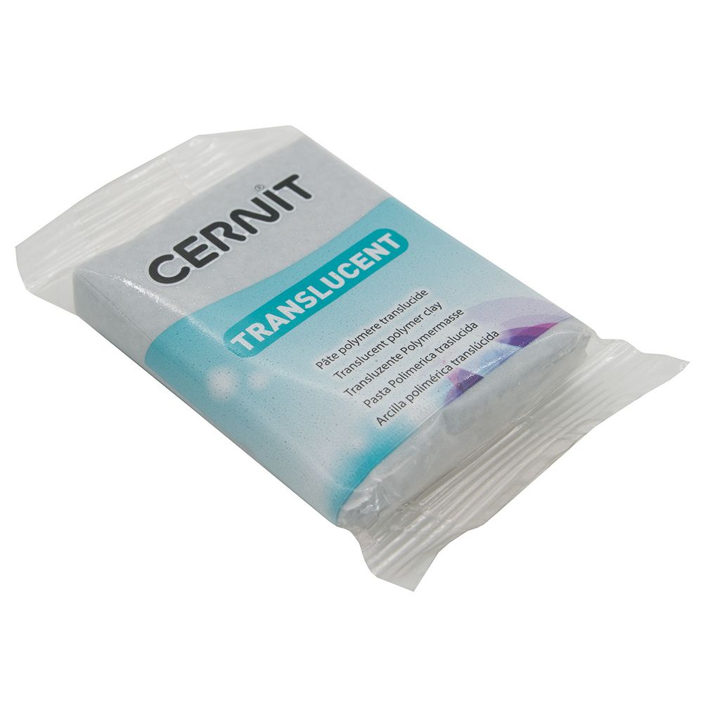 Полимерная глина Cernit Translucent запекаемая, прозрачная 56 гр, 080 серебряный с блестками