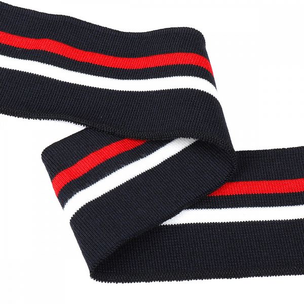 Подвяз (довяз) трикотажный 6.0х80 см, т.синий с белой и бордовой полосами, 100% п/э, 5 штук