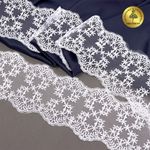 Кружево на сетке 90 мм, цв.01 белый, уп.13.7м