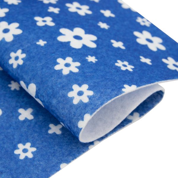 Фетр листовой мягкий с рисунком Цветочки, 1.0 мм, 170гр, 20х27см, 10 шт/упак, Astra&Craft (YF703/AF873 василек/королевский синий)