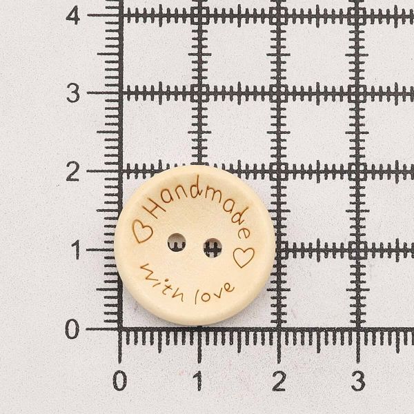 Пуговицы на 2 прокола Handmade with love 32L (20мм), дерево (Milk (молочный)), W22, 36 шт