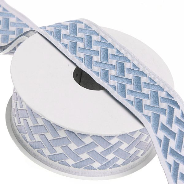 Лента (тесьма) жаккардовая 35.0 мм / 10±0.5 метров, бордюр Плетеный орнамент 35274 V5 джинс