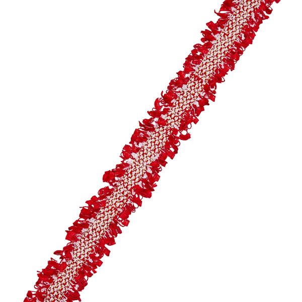 Тесьма твидовая Шанель с люрексом 2 см / 41,2м, 16 темно-красный, 3AR2651