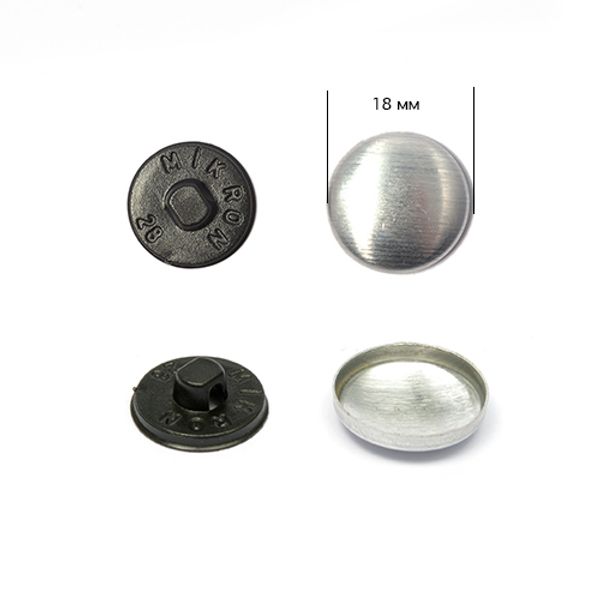 Заготовки для обтяжки пуговиц №28 (18мм) ножка - пластик цв. черный уп. 500 шт