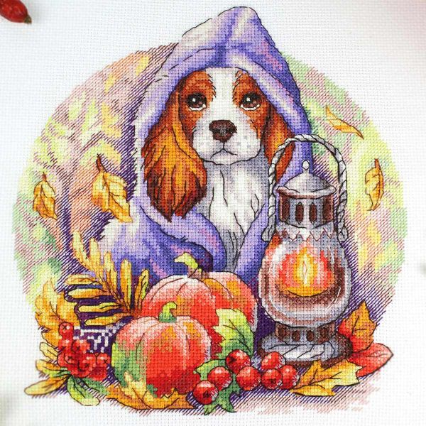 Набор для вышивания нитками МП Студия, Осенний блюз 20х18см