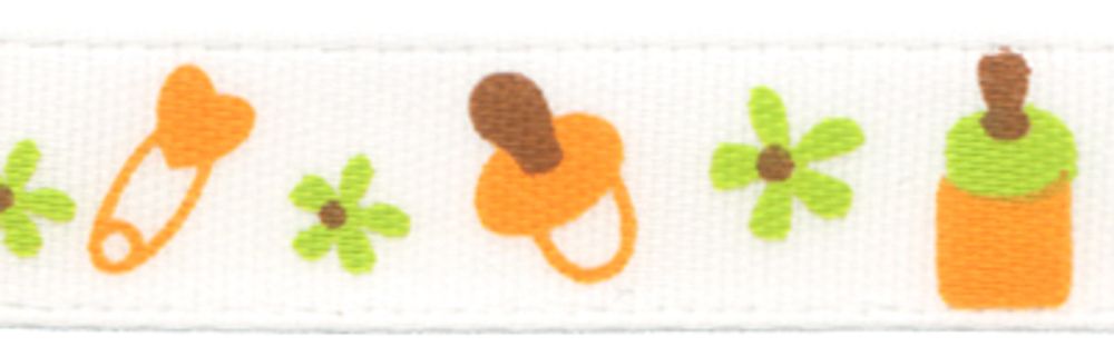 Лента атласная с рисунком 10 мм, 22.8 м, B11/001 baby/белый, Gamma ALP-103